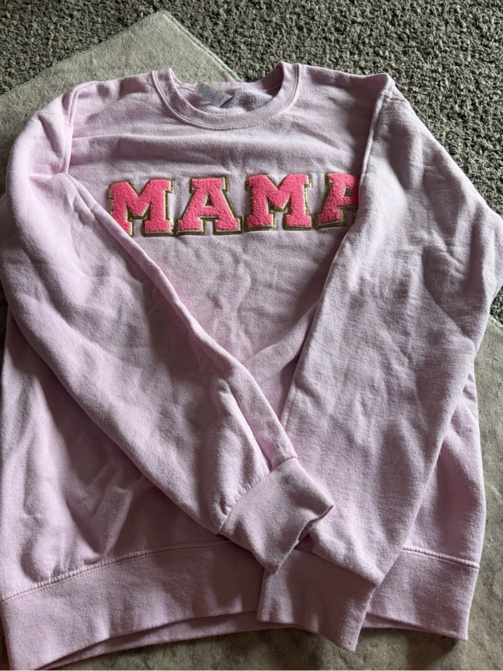 Jerzees Light Pink Crewneck Sweatshirt with Pink 'MAMA' Appliqué